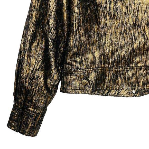Reba Jacket Disco Gold Button Up Pockets Lightweight Sz M NWOT - Picture 4 of 12